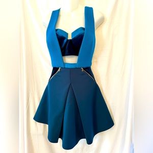 Three Floor Blue Cutout Dress